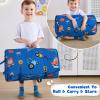 DJY Toddler Nap Mat Blue Car Slumber Bag,Kid Sleeping Mat with Removable Pillow & Minky Blanket,Perfect for Daycare,Preschool,Kindergarten,Travel view 3