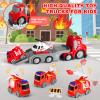IJIGU Truck Toys for Toddler 1, 2, 3, 4 Year Old Boy, City Fire Transport Trucks Toy Set, Ideal Christmas Birthday Gifts for Kids. view 4