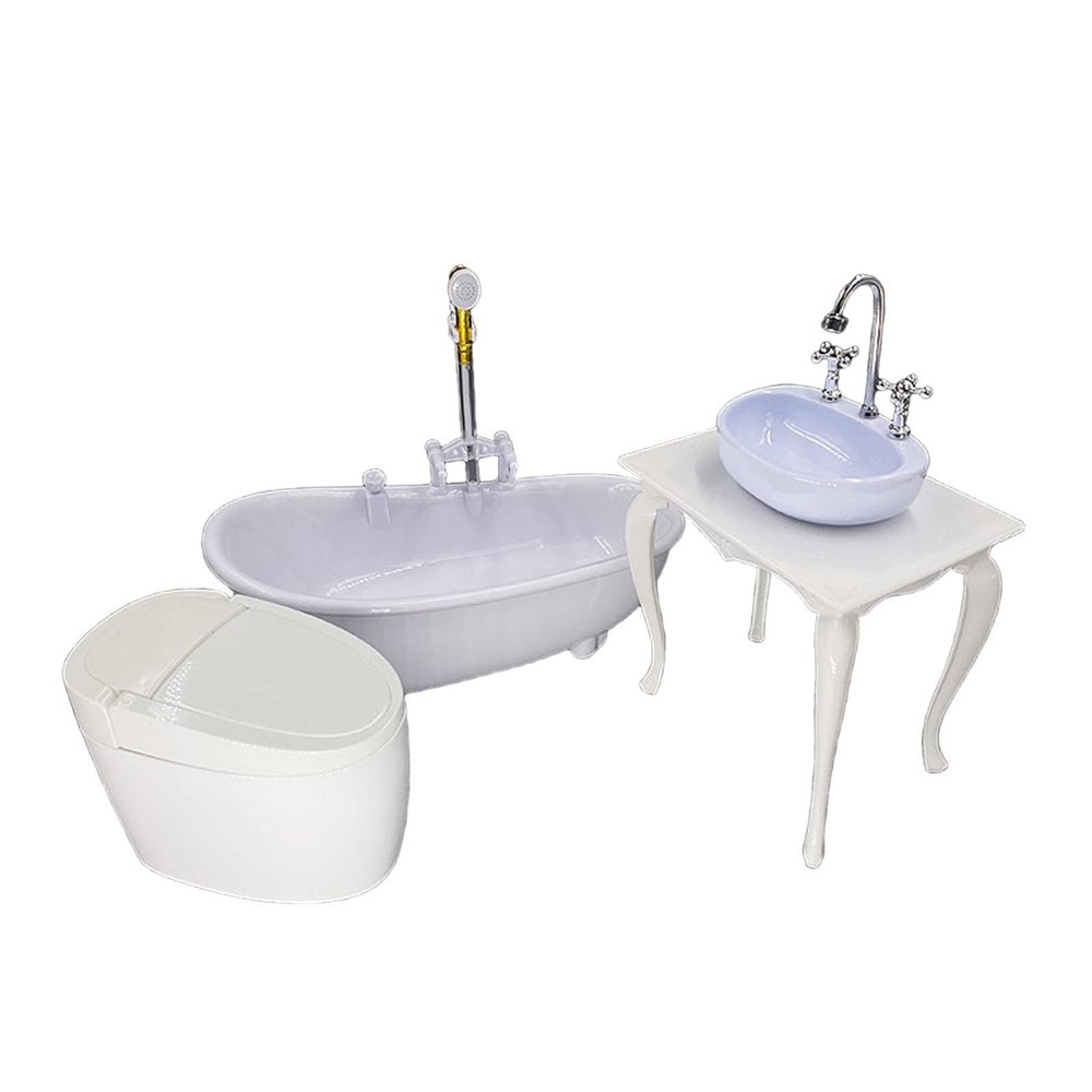 1/6 Scale Dollhouse Accessories for Bath, Bathtub, Toilet, Washstand for 12 Inch Figures