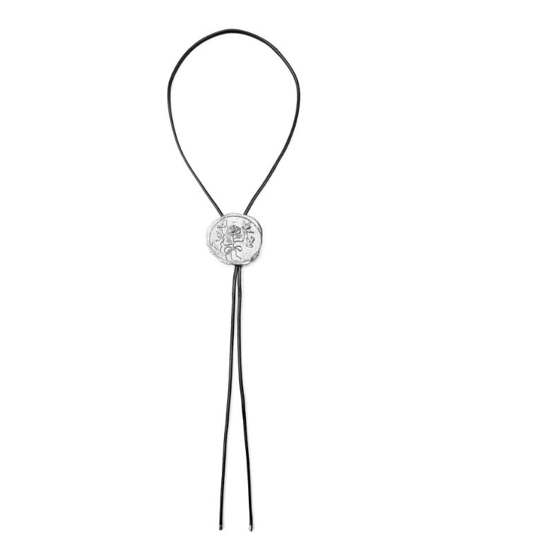ZYIBPMSJKQCFK Rose Necklace Retro Irregular Metal Round Plate Necklace Adjustable,silvery,108cm