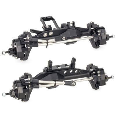 1/10 RC Portal Axles Set with BTA SOA Servo Mount CNC Aluminum One Piece Construction Offset Front Rear Completes Axle Set for Axial Capra 1.9 UTB LCG Cheater Rig 4WS DIY Upgrades (Black)