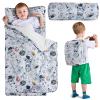 DJY Toddler Nap Mat Space Ship Slumber Bag,Kid Sleeping Mat with Removable Pillow & Minky Blanket,Perfect for Daycare,Preschool,Kindergarten,Travel view 1