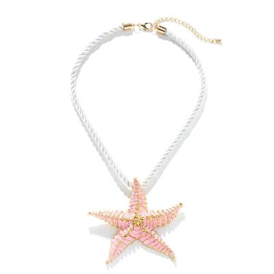 ZYIBPMSJKQCFK Enamel Starfish Pendant Necklace Marine Animal Accessories,pink,44.2+7cm