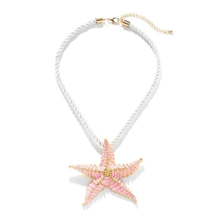 ZYIBPMSJKQCFK Enamel Starfish Pendant Necklace Marine Animal Accessories,pink,44.2+7cm