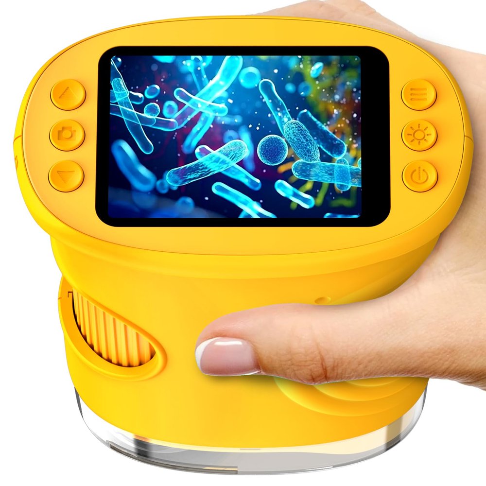 1000X Digital Handheld Microscope for Kids with 2.0" IPS Screen, Easter Gifts Portable STEM Science Lab Toy, Rechargeable Pocket Microscope Educational Gift for Boys & Girls Age 4-6 8-12, Orange