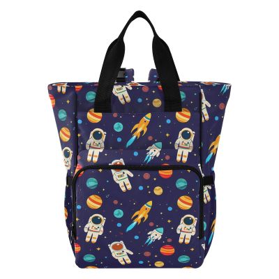 Diaper Bag Backpack Tote Multifunction Baby Nappy Changing Bags Astronauts Rockets Planet Large with Stroller Straps Travel