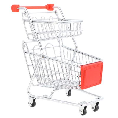 BRIGHTFUFU 1pc Miniature Shopping Cart for Double Model Cart for Play and Decoration for Boys and Creative Storage Accessory