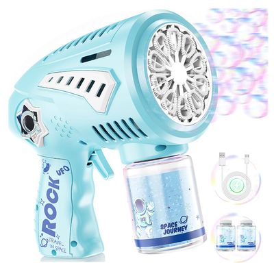 Rechargeable Bubble Gun - Bubble Machine with 10 Larger-Size Wands, LED Light, USB-C - Bubbles Toys for Kids, Toddlers, Gifts Ideas for Age 3-15 Boys Girls, Parties Favors, Birthday, Easter