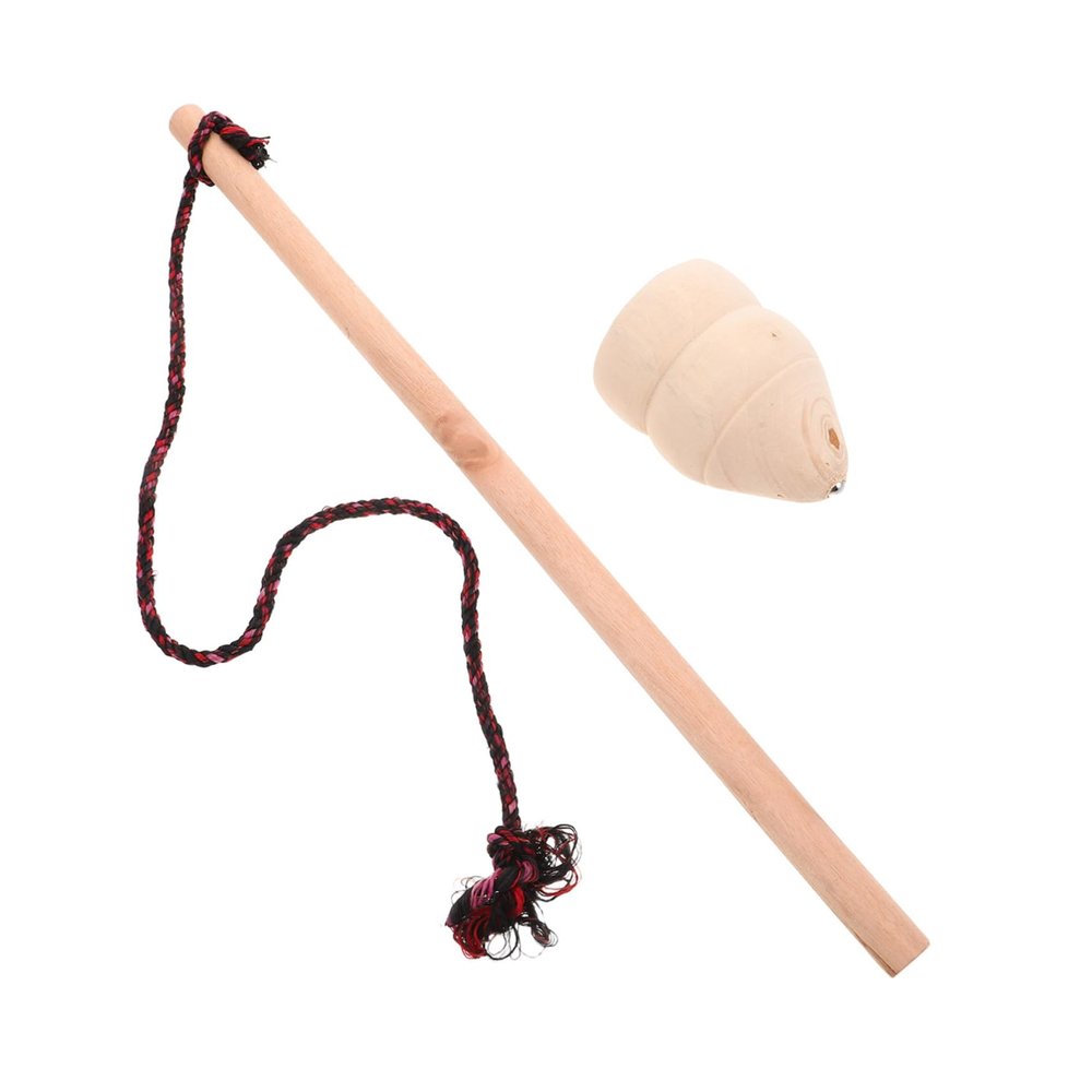 Kisangel 1set Wooden Spinning Wheel Toy Whipstring Handmade Vintage Top for Boys and Girls Adults Exercise