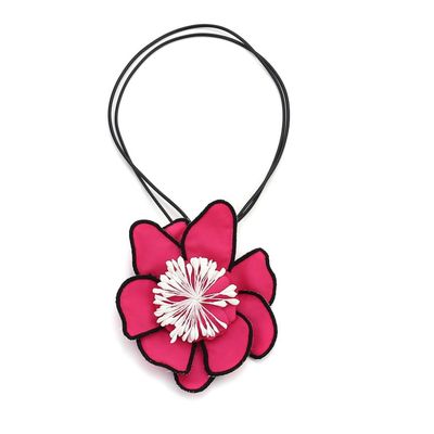 ZYIBPMSJKQCFK Handmade Fabric Flower Pendant Vintage Necklace Accessory,rose Red,90cm