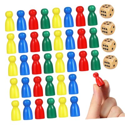 Abaodam 1 Set Chess Pieces Game Pawns with Dice for Family Activities and Educational Use Wooden Playing Pieces for Board Games and School Fun