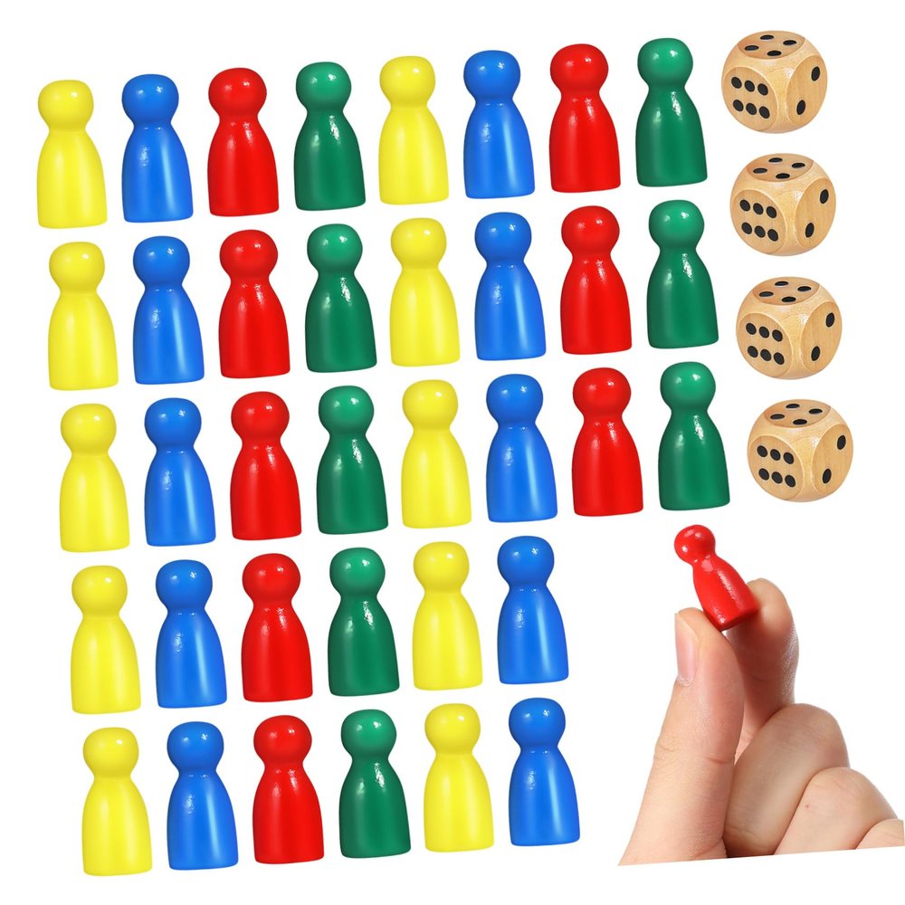 Abaodam 1 Set Chess Pieces Game Pawns with Dice for Family Activities and Educational Use Wooden Playing Pieces for Board Games and School Fun
