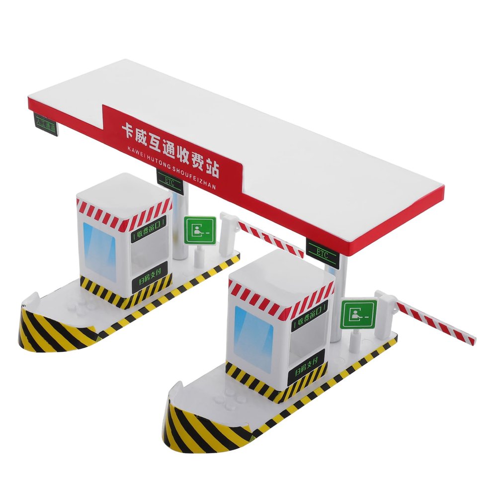 Toddmomy Highway Toll Booth Model Playset for Educational Traffic Adventure for Boys Interactive Features with Barrier for Family Playtime and Creativity