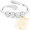 Senteria Anxiety Rings for Women Sterling Silver Rings Adjustable Stress Spinner Rings with Beads Fidget Rings for Anxiety Women Gift with Card for Mother view 1