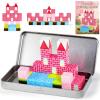 3 otters 32PCS Magnetic Building Blocks Princess Castle Travel Set, STEM Magnet Cubes Toys with Metal Storage Box for Kids, Christmas Birthday Gifts for Toddler Girls view 1