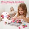 3 otters 32PCS Magnetic Building Blocks Princess Castle Travel Set, STEM Magnet Cubes Toys with Metal Storage Box for Kids, Christmas Birthday Gifts for Toddler Girls view 4