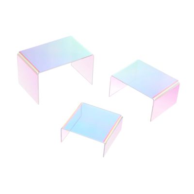 3 Pieces Acrylic Risers Display Stand U Shape Multifunctional Shelf for Doll Wallet Perfume Figures Home