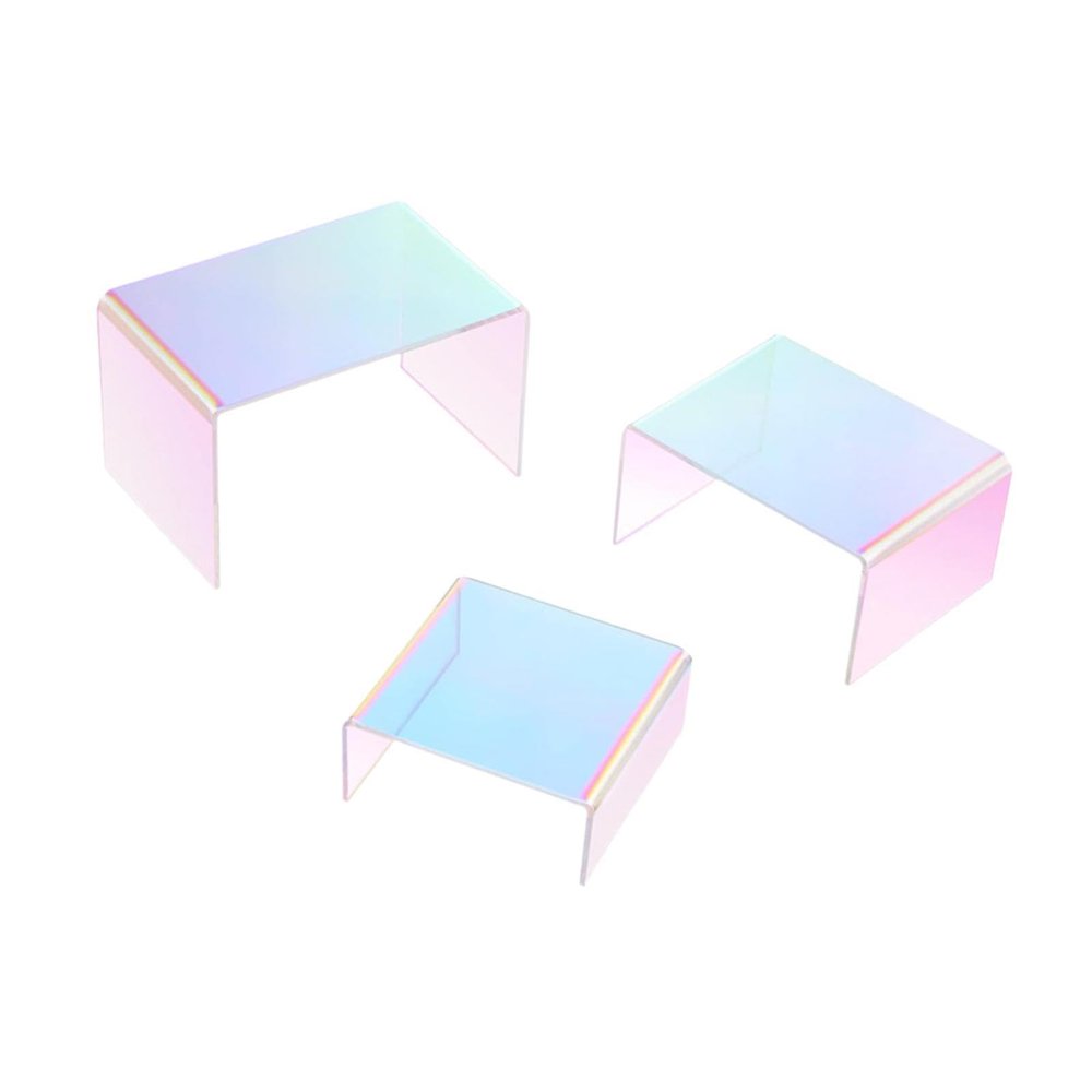 3 Pieces Acrylic Risers Display Stand U Shape Multifunctional Shelf for Doll Wallet Perfume Figures Home