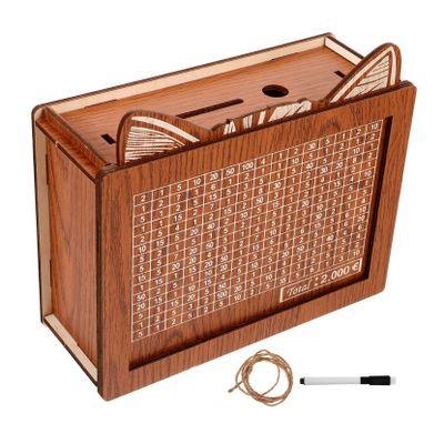 Abaodam Wooden Piggy Bank with Savings Goals Retro Money Box for Home Easy Assembly for College Funds