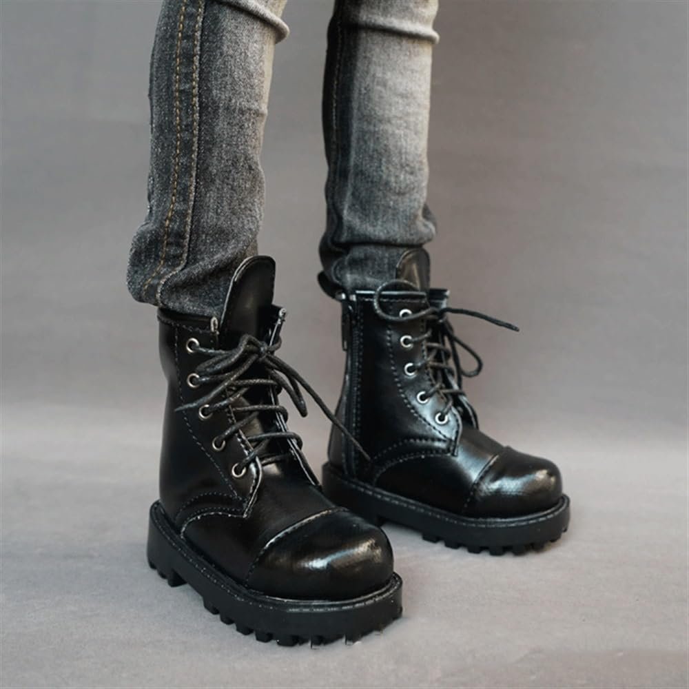 SssHam 1/3 1/4 Scale BJD Doll Model Figure Doll Black Lace Short Boots for Male Movable Doll Action FigureJoints Dolls Miniatures Accessories(1/3)