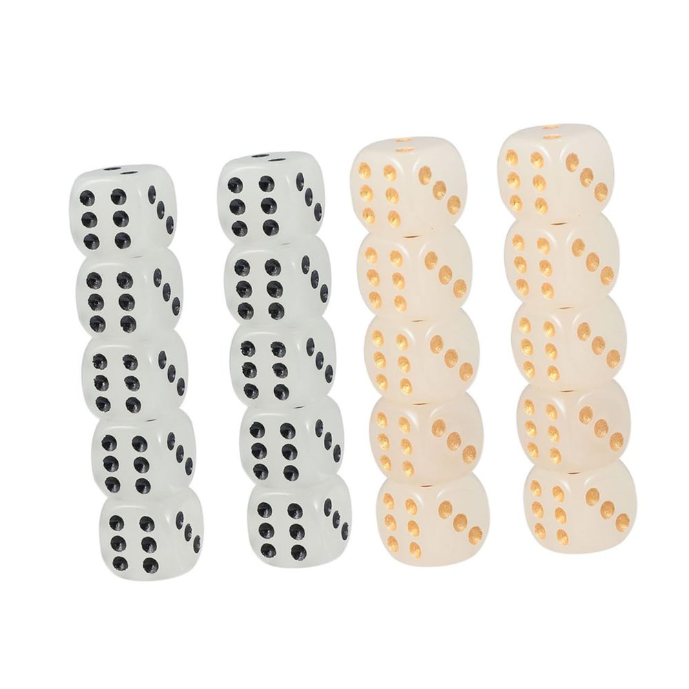BRIGHTFUFU 20pcs Glowing Polyhedral Dices Small Dices Glitter Luminous Dice Game Props for Indoor Outdoor Events