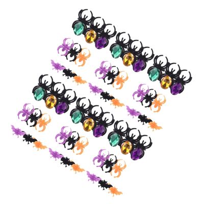 Garneck 60 Pcs Halloween Finger Ring Spider Bat Jewelry for Non Party Props for Dress Up Pretend Play and Indoor Outdoor Fun