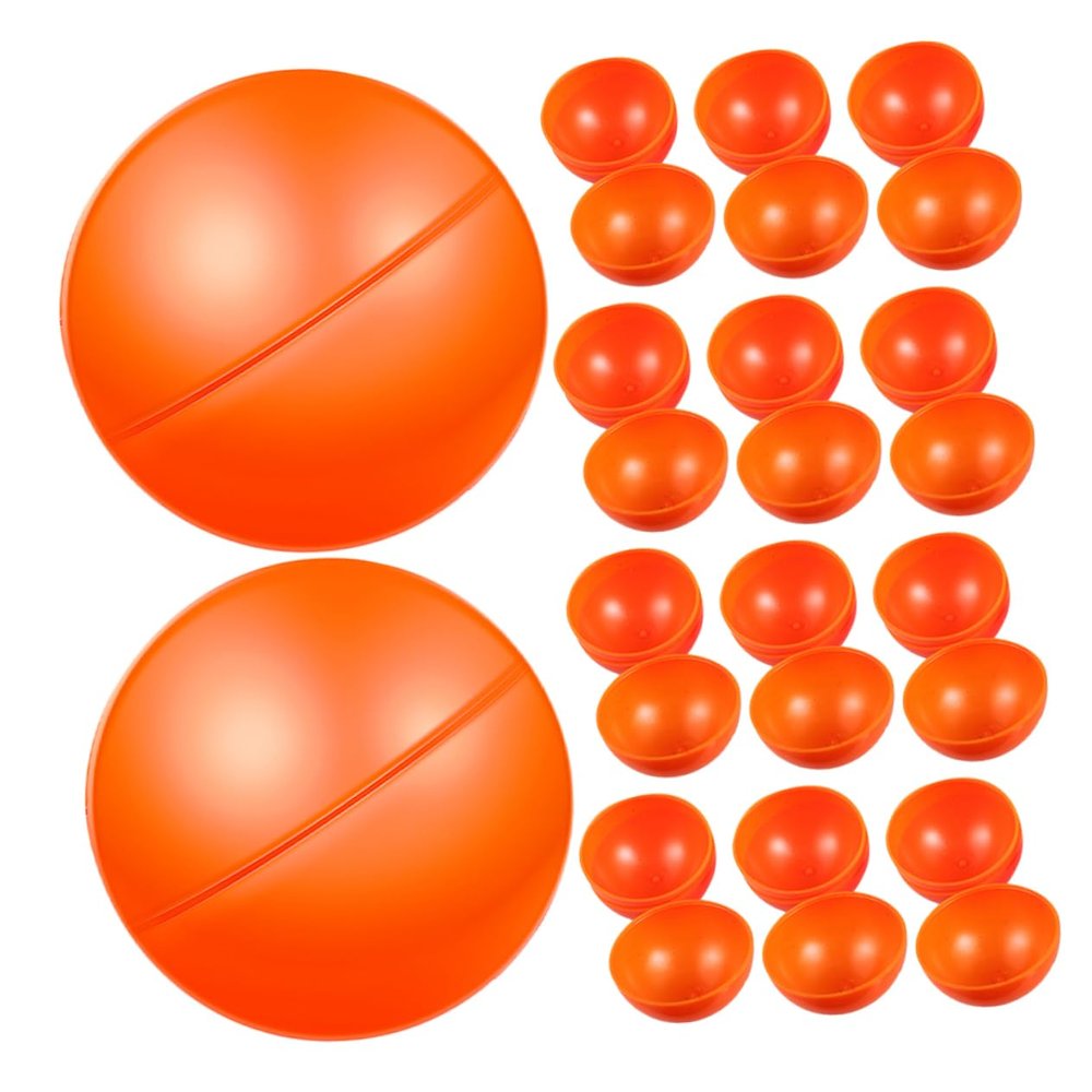 Parliky 20pcs Raffle Drawing Balls Hollow Plastic Spheres for Bingo Prize Draws and Party Games Bright Orange Color for Group Activities and Family Fun