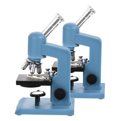 Abaodam 2pcs Microscope Doll House Mini Laboratory Tool Dollhouse Accessories Dollhouse Experimental Tools Dollhouse Research Tools Experiment Scene Microscopic Lens Plastic Sky-Blue