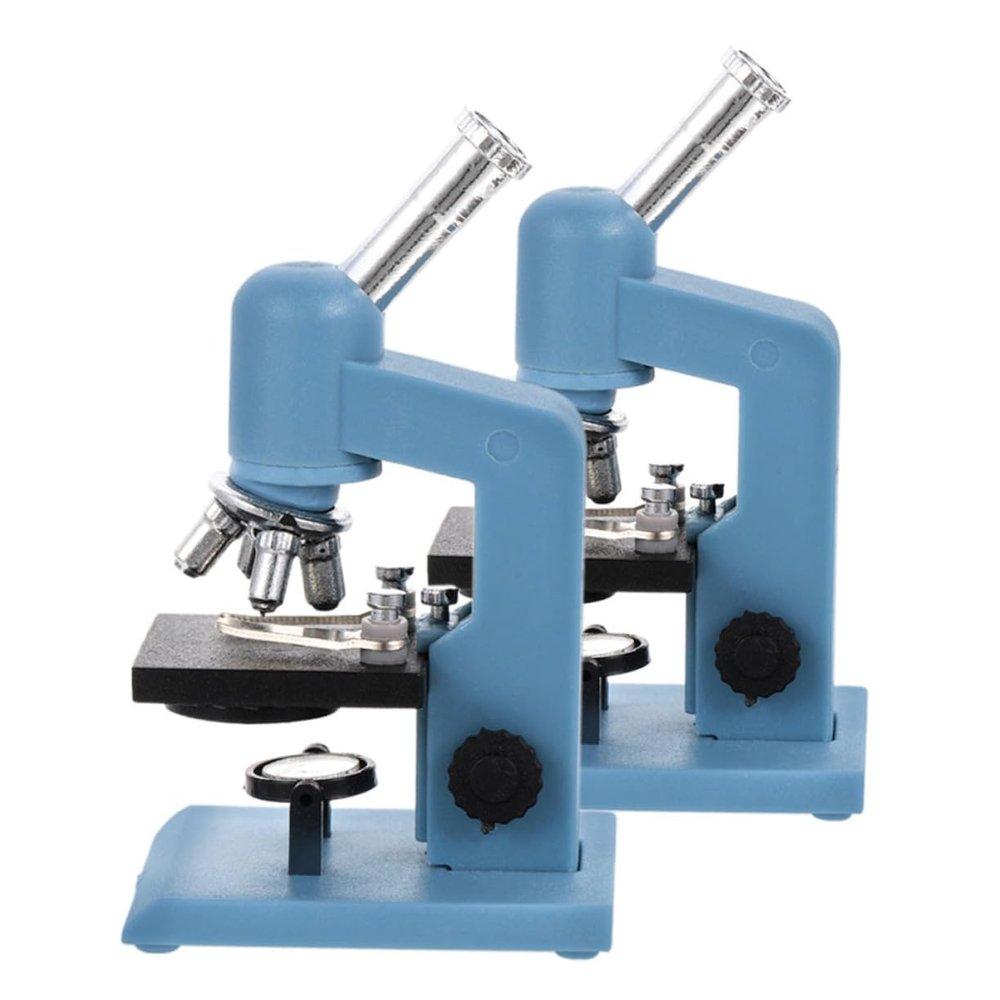 Abaodam 2pcs Microscope Doll House Mini Laboratory Tool Dollhouse Accessories Dollhouse Experimental Tools Dollhouse Research Tools Experiment Scene Microscopic Lens Plastic Sky-Blue