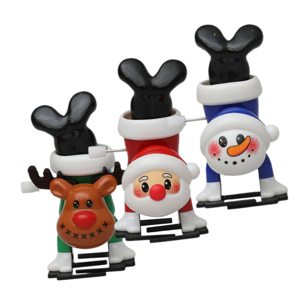 JECOMPRIS 3Pcs Christmas Windup Funny Clockwork Reindeer and Snowman for Holiday Fun Compact for and Desktop Xmas Party Accessories