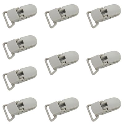 10-Pack Pacifier Clip Replacement Ends - BPA-Free Plastic Fasteners for DIY Baby Crafts, Sewing Bibs & Blankets Straps (3/4 Inch, Gray)