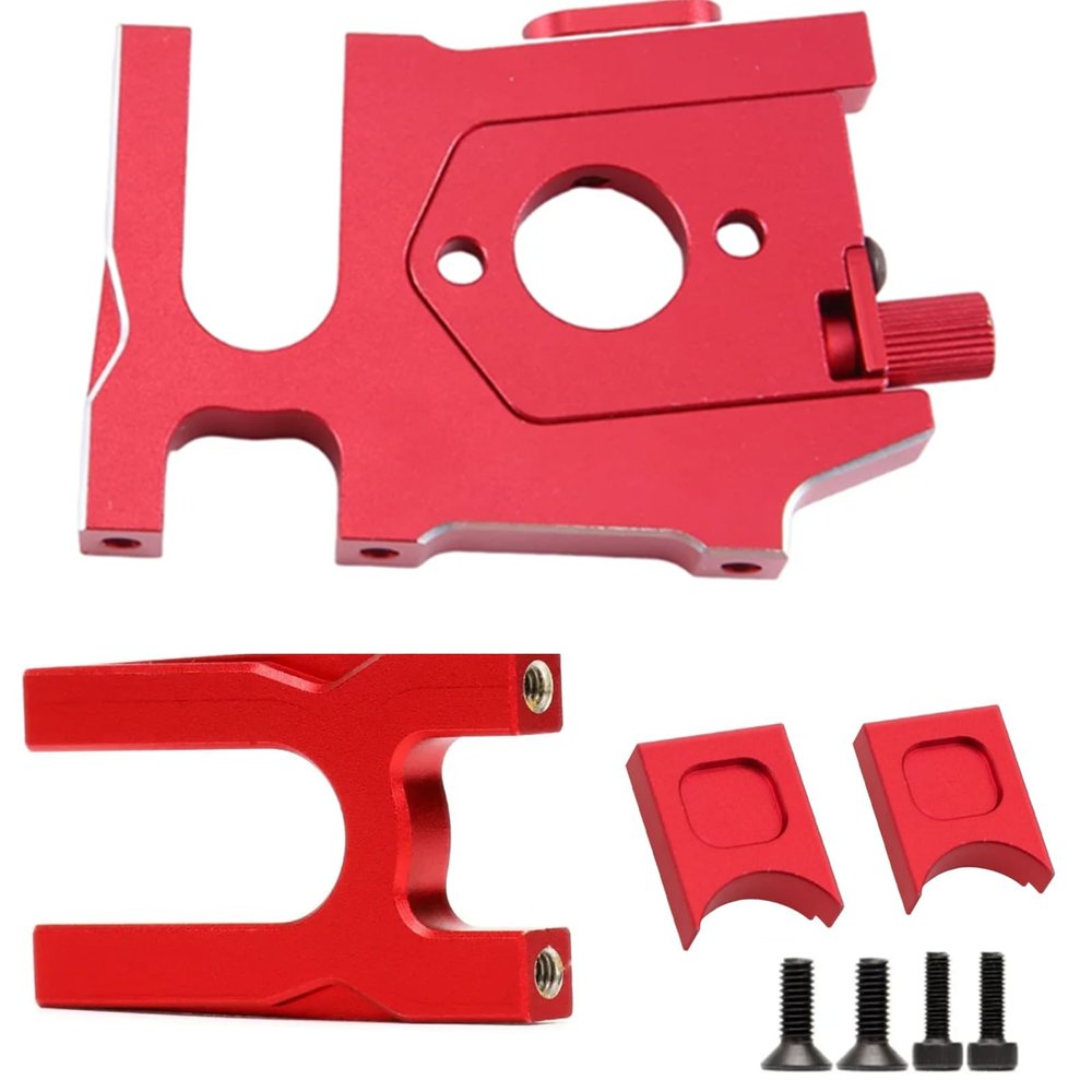 Aluminum Motor Mount Set for Arrma 6S - Sliding Motor Mount & Center Diff Mount Plate - Fits Kraton 6S/Outcast 6S/Typhon 6S/Talion/Mojave/Felony Upgrade Parts(Red)