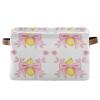Dussdil Lemon Pink Bows (2) Storage Basket Fabric Kitchen Kids Baskets Bins Boxes Foldable Organizer Bags for Cloth Pet Toys Books Shelf Closet Playroom Laundry Baskets 1PCS view 1