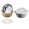 Dovesail 2 Pack Stainless Steel Baby Bowls with Removable Non-Slip Silicone Suction Shell and Lids, Anti Scald Food Container for Baby Food Feeding-Gray & Cream view 1