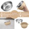 Dovesail 2 Pack Stainless Steel Baby Bowls with Removable Non-Slip Silicone Suction Shell and Lids, Anti Scald Food Container for Baby Food Feeding-Gray & Cream view 2