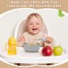 Dovesail 2 Pack Stainless Steel Baby Bowls with Removable Non-Slip Silicone Suction Shell and Lids, Anti Scald Food Container for Baby Food Feeding-Gray & Cream view 3