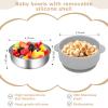 Dovesail 2 Pack Stainless Steel Baby Bowls with Removable Non-Slip Silicone Suction Shell and Lids, Anti Scald Food Container for Baby Food Feeding-Gray & Cream view 4