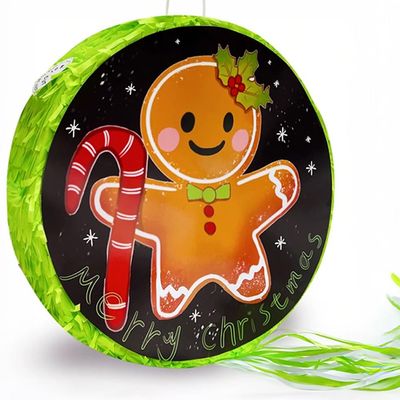 14.2 inch Christmas Gingerbread Man Piatas New Year Foldable Mexican Piatas Xmas Birthday Baby Shower Party Decoration