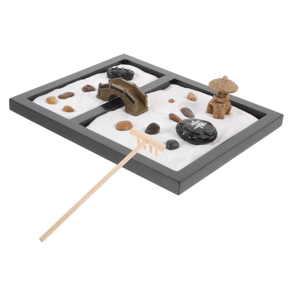 KESYOO Zen Garden Miniature Landscape with Simulation Moss and Stones Creative Meditation Decor for Office Home Relaxation Sand Table Decoration