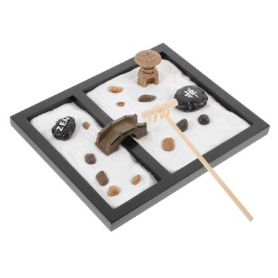 Abaodam Zen Garden Miniature Landscape Set for Office and Home Creative Meditation Sand Table Decoration with Simulation Moss and Stones for Relaxation and Mindfulness