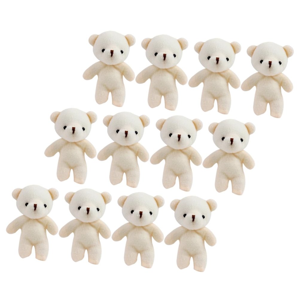 Abaodam 12pcs Mini Bear Pendant Adorable Tiny Stuffed Bear Toys for DIY Decor Soft Animal Keychain Ornaments Friends
