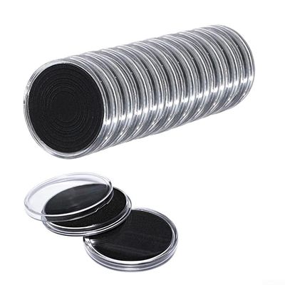 20 Pieces Adjustable Coin Collection Capsule Box Display Stand Storage Container Set Clear Round Cases With Protective Seal,For 17-46mm
