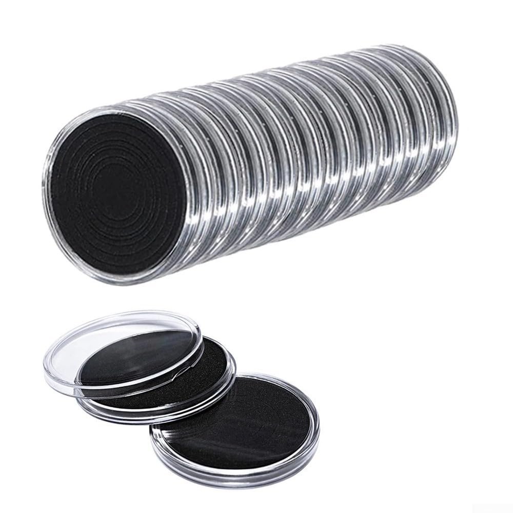20 Pieces Adjustable Coin Collection Capsule Box Display Stand Storage Container Set Clear Round Cases With Protective Seal,For 17-46mm