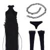 1:6 Female Tie Up Dress Set for Action Figures, Clothing for 12 Inch Dolls, DIY Dress Up Accessories view 3