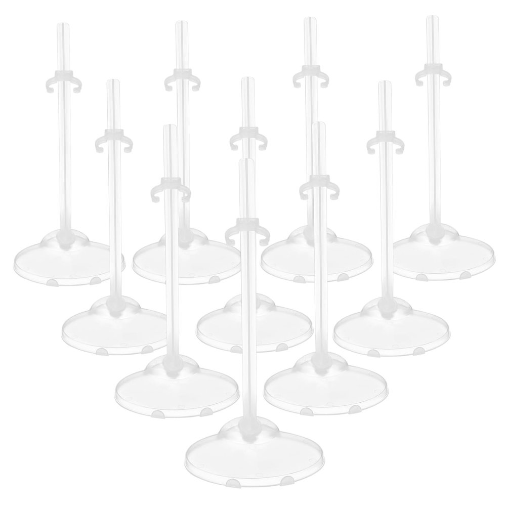 Abaodam 10pcs Doll Display Stand Transparent Plastic Doll Support Holder Easy Installation Space-Saving Rack Figures and Fashion