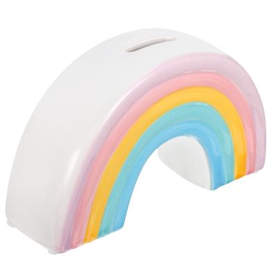 Abaodam Creative Cartoon Rainbow Coin Bank Lovely Ceramic Money Box for Decorative Saving Pot for Home Desk Decor for Birthdays and Holidays
