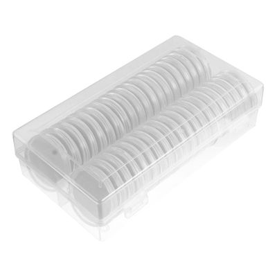 DOITOOL 40Pcs Coin Holder Capsules with Gasket Storage Box Clear Plastic Coin Organizer for Coins and Coin Collection Case