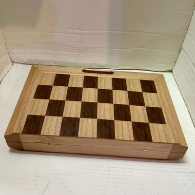 3-in-1 Wooden Chess, Checkers and Backgammon Set, Folding Board Game with Storage, 2 Player Classic Strategy Games (Oak)