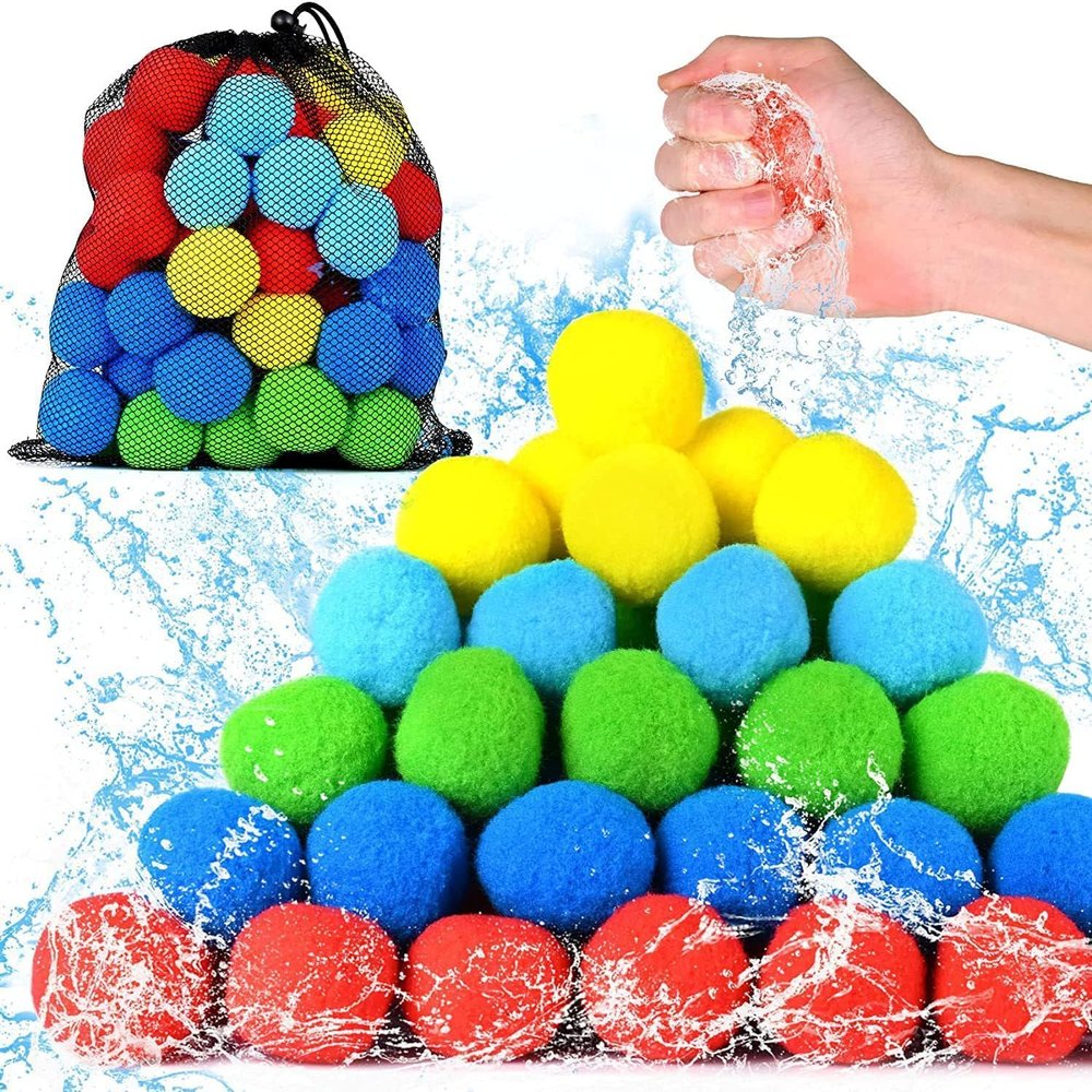 100 PCS 2inch Quick-absorbing Reusable Water Balloons - Refillable Water Ball for Kids Age 8-12 4-8, Balloon Quick Fill Pool Toys for Kids Summer Outdoor Water Play (100 PCS)