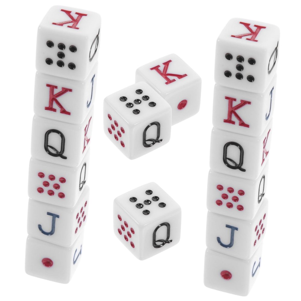 HANABASS 15pcs Acrylic Poker Dice Spain Themed Party Game Props Lightweight Dice for Board Games and Events for Fun Gatherings and Bar Use